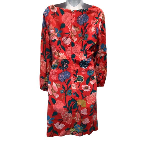 J. CREW DEEP V NECK FLORAL PRINT LIGHT WEGHT LONG SLEEVE DRESS 4 NWT - Picture 2 of 8